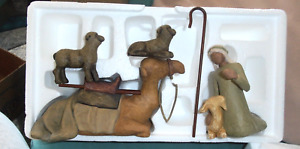 Willow Tree Shepherd and Stable Animals Hand-Painted Resin Figure Set (26105)New