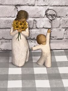 Willow Tree Lot of 2 Figurines Little Boy Hope Balloon Warm Embrace Woman