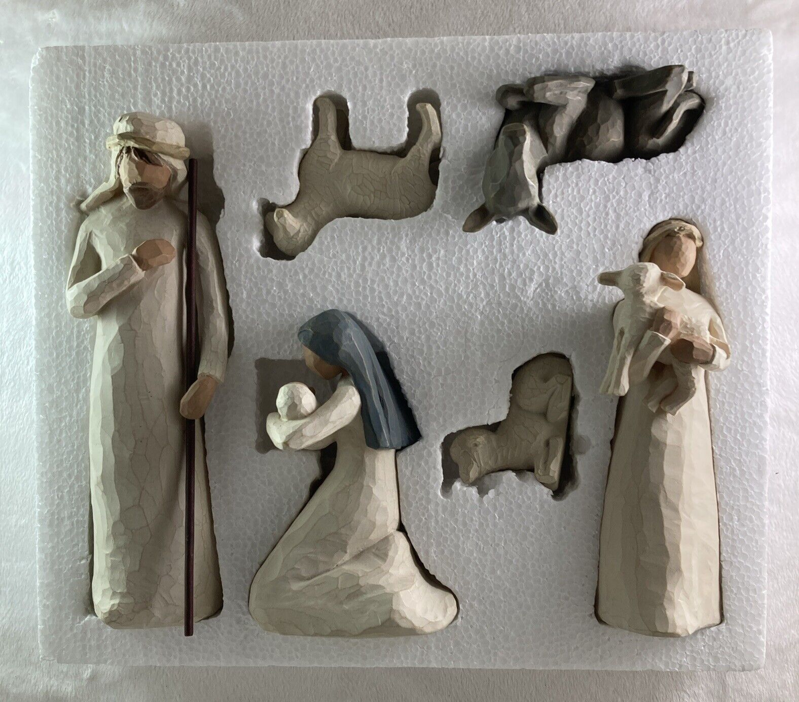 Willow Tree NATIVITY Demdaco Set Joseph Mary Jesus Shepherd Donkey 2 Sheep EUC