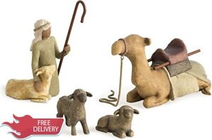 Willow Tree Shepherd and Stable Animals 7" Hand-Painted Resin Figure Set (26105)