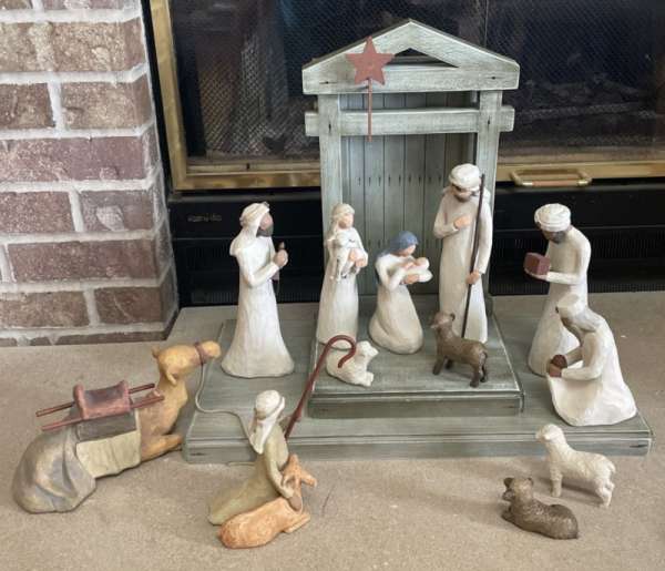 Willow Tree Nativity Set W Creche Wise Men Shepherd Animals Star Near Complete