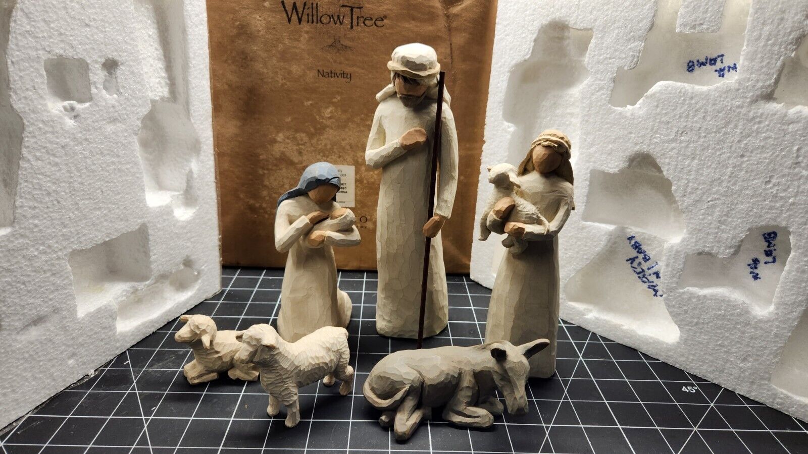 6 Willow Tree Nativity Mary Joseph Lambs Donkey Shepard Baby Jesus Look Nice Box