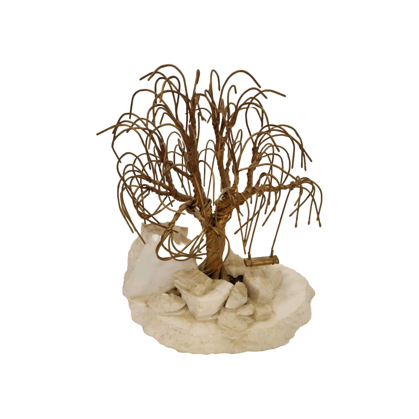 VTG GERALD WAYNE SANDERS 1999 WEEPING WILLOW TREE W/ SWING SMALL SCULPTURE