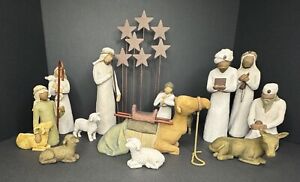 Willow Tree Sculpted Hand-Painted Nativity Figure Set - 14 Piece with Boxes