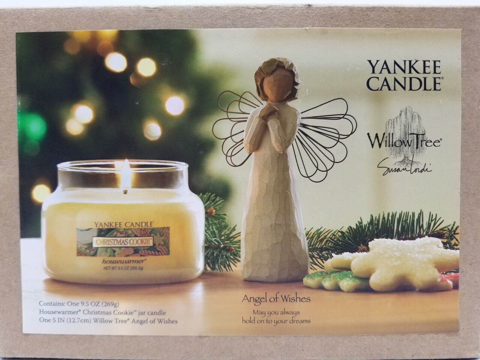 Yankee Candle / Willow Tree CHRISTMAS COOKIE Candle ANGEL OF WISHES Statue Boxed
