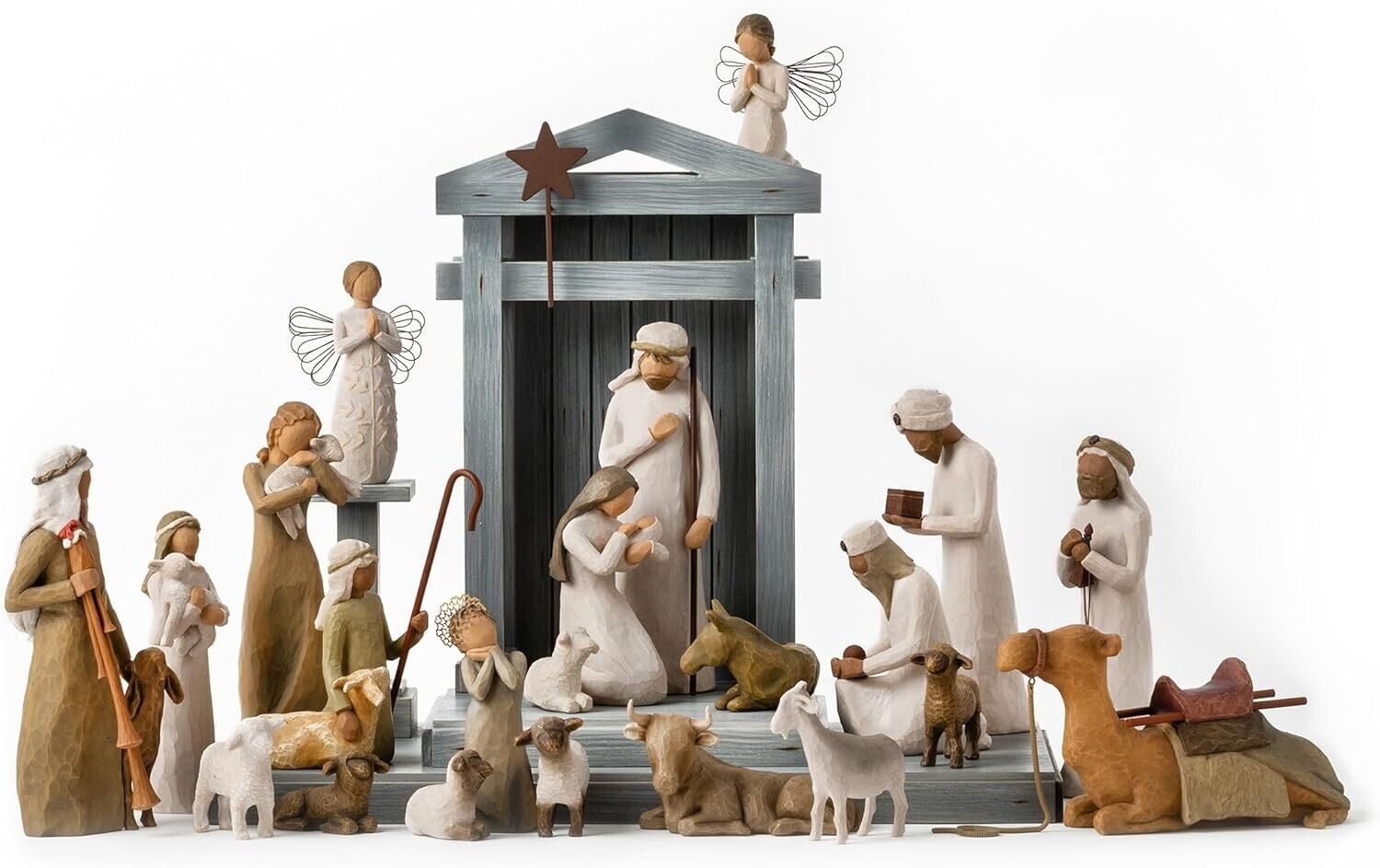 Willow Tree Nativity Premier Plus Shepherds, Animals and Angels, 24-Piece Set
