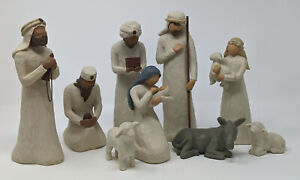 Willow Tree Nativity 9 Pieces Set Vintage 1999 3 Wisemen Shepard Sheep Lordi
