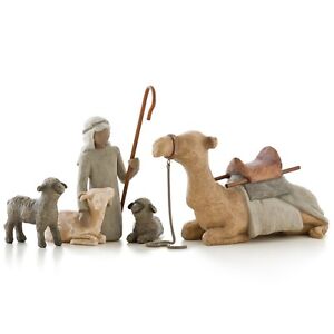 Willow Tree Shepherd and Stable Animals Hand-Painted Resin Figure Set - New