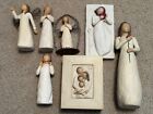 Lot Of Seven Vintage Willow  Tree Mix Figurines Wall Plaque Box