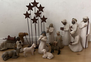 Willow Tree Nativity 14 Pc Set Susan Lordi’s Sculpted Hand Painted + Star Boxed