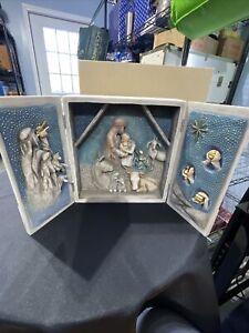 2014 Willow Tree Tryptych Starry Night Nativity Hand Painted Artist Susan Lordi
