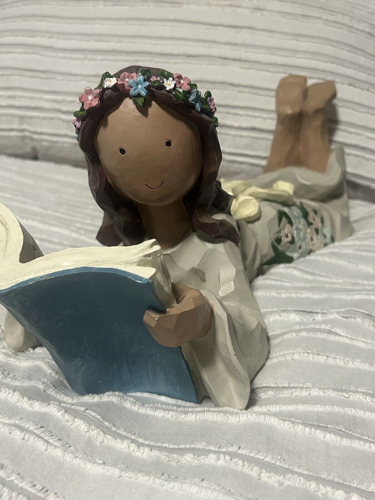 20” Willow Tree Like Design Angel laying down reading a book Without Wings