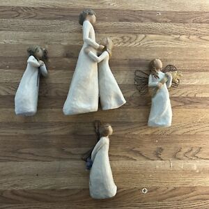 Lot of 4 Willow Tree Figurines Friendship Thank You Mom Daughter Angel of Autumn