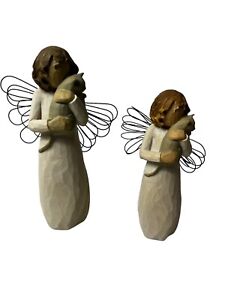 Willow Tree With Affection Set of 2 Girl Holding Cat NWT and Woman Holding Cat