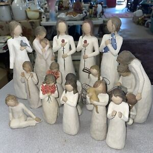 Large Lot Of 15 Willow Tree Statues Figurines  Love Peace  Hero