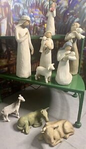 Willow Tree Nativity Lot of Nine - Mary & Jesus, Shepherds, Animals 1999 ???
