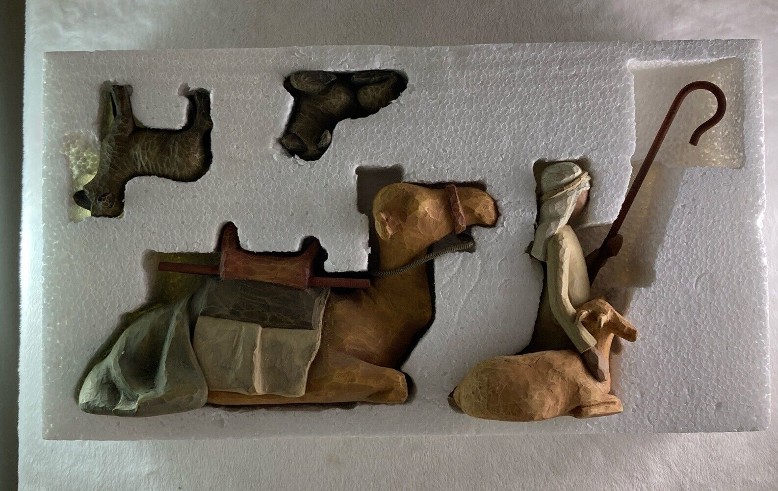 Willow Tree SHEPHERD AND STABLE ANIMALS Demdaco Shepherd & Crook Camel Two Sheep