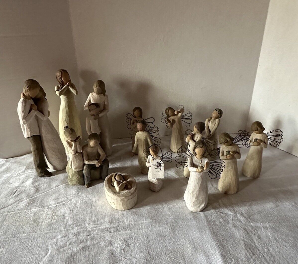 Vintage Big 14 Piece Willow Tree Figure Lot Demadaco Angels, Trinket, Joy, More