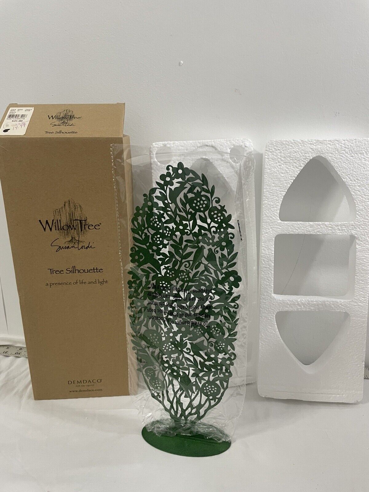 Willow Tree Demdaco 14" Tall Green Metal Tree Silhouette Stand Backdrop - NEW