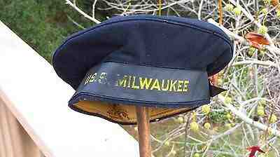 WWI WW1 US NAVY SAILORS DONALD DUCK STYLE FLAT HAT CAP USS MILWAUKEE Cruiser