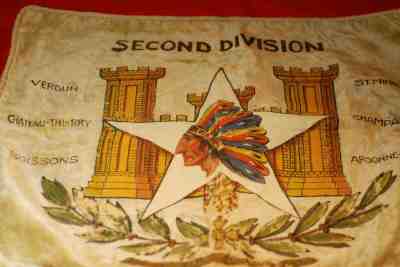 WORLD WAR I  2ND DIVISION SOUVENIR BATTLE SHAM - HAND PAINTED - #M13770