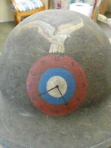 WW1 AEF US Army Air Service RARE 825th Aero Squadron Painted Helmet Eagle Clock