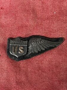 AUTH. WW1 US OBSERVER jrRMA PILOT HALF WING BADGE INSIGNIA - DUNHAM PATTERN 1