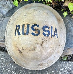 Antique WW1 Painted Siberia / Russian U.S. AEF Expedition Helmet