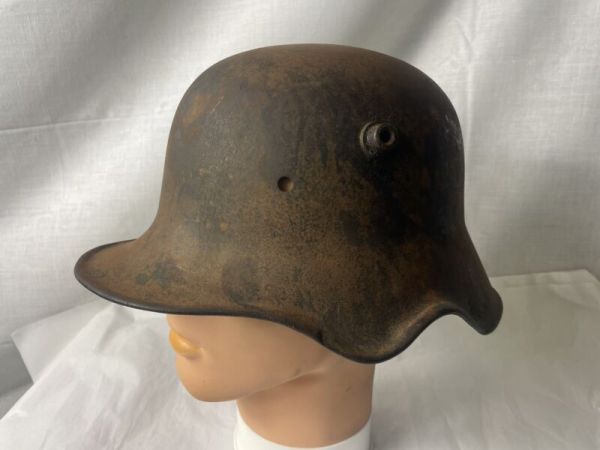 New  German Helmet World War One Ear Cut Out M-1918 ET 64 WW1 Authentic ?