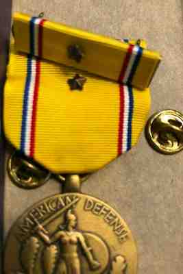 WW-2-AMERICAN DEFENSE MEDAL- 1-CAMPAIGN STAR FOR 1939 to 1941 New-GI ISSUE