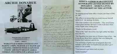 WWII HERO US MARINE CORPS 14 JAPANESE KILLS FIGHTER ACE COLONEL LETTER SIGNED VF