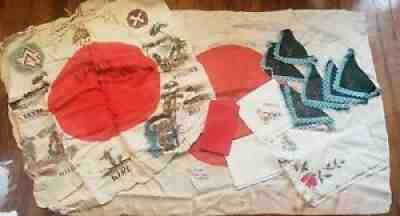 Original Captured Hiro WWII Japanese Silk Flag, Souvenir Flag, Handkerchiefs