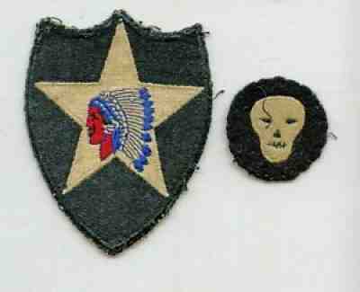 WWII WW2 Patch Blanket Lots-2nd Division Rangers SKULL w/ Indian Head SUPER RARE