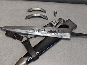 Original German WW2 Dagger Parts RZM 3 Piece Hanger Scabbard WWII Full Set Built