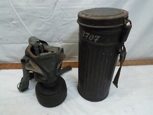 Vintage German M30 Military Gas Mask w/Metal Canister Army WWII WW2 Era