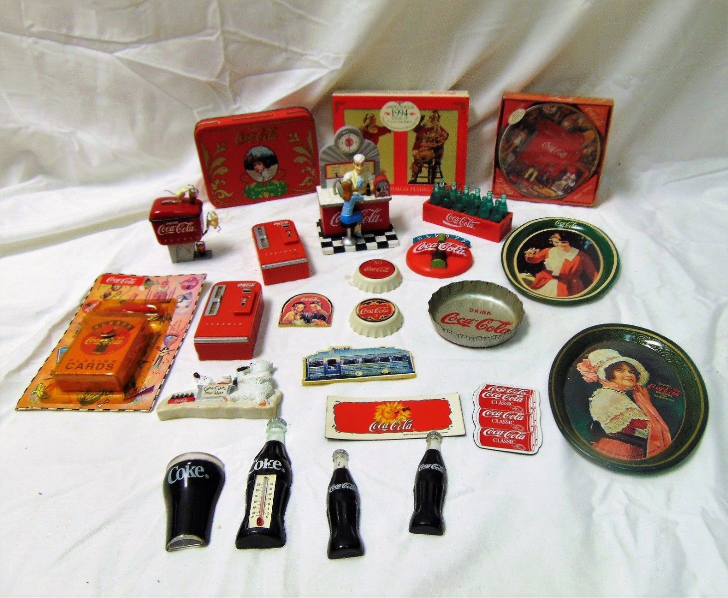 Vintage Coca Cola Memorabilia Magnets Playing Card Trays Tins Mini Bottles LOOK!