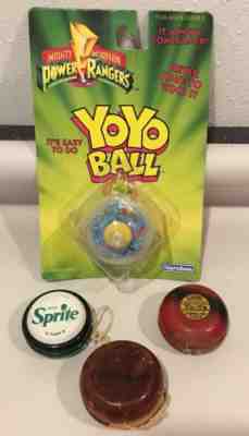 Lot Of 4 Vintage YoYo’s Yo-Yo Duncan Sprite Power Rangers Wooden