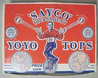 VINTAGE BOX OF 12 SAYCO TOURNAMENT YO-YO'S MIB UNUSED LARRY SAYCO