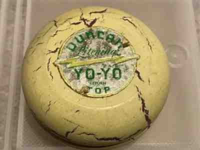 Duncan Litening Yo-Yo Return Top Vintage Wood Cream White Crackle Red 1950s