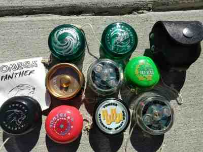 vintage YOMEGA YO-YO PANTHER HYPERWARP  STROBE METALLIC ALL STAR RAIDER CASE LOT