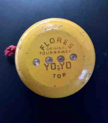 Flores -- the original US made Yo-Yo -- vintage 1930's -- Yellow, jeweled