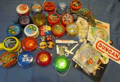 Large Lot of Yo-Yo, Counterweights, and Strings - includes Duncan and Yomega