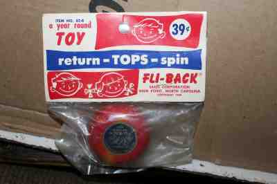 Vintage NOS Fli-Back Return Tops Spin Yo-Yo High Point North Carolina 1959 Red