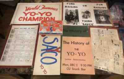 Larry Sayco Yo-Yo Champion Estate Lot w/ Box of Yo-Yo’s plus All His Displays!