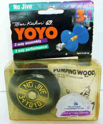 NEW VINTAGE TOM KUHN YOYO YO YO NO JIVE 3 WAY ASSEMBLY W/ REVERSIBLE SIDES BLACK