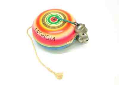 Georgia Wooden Yoyo with Bells Multicolor Made Japan Vintage Souvenir