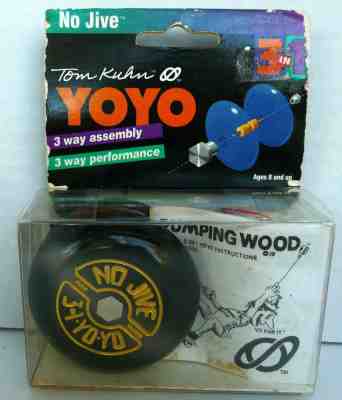 NEW VINTAGE TOM KUHN BLACK YOYO YO YO NO JIVE 3 WAY ASSEMBLY W/ REVERSIBLE SIDES