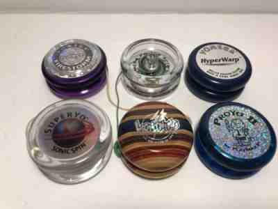 6 Piece Vintage Yo-Yo Lot - Yomega SuperYo SonicSpin Lightning 500 Proyo II