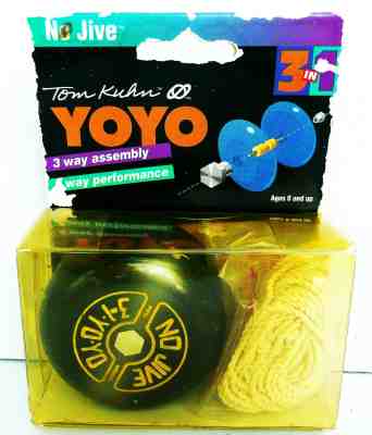 NEW VINTAGE WOOD TOM KUHN BLACK YOYO NO JIVE 3 WAY ASSEMBLY W/ REVERSIBLE SIDES