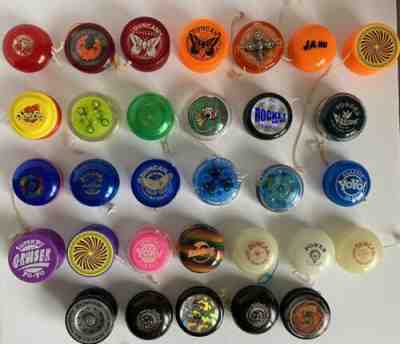 Vintage YoYo Lot (31) Yomega, Duncan, Yomega, Rainbow, Spitfire Etc.